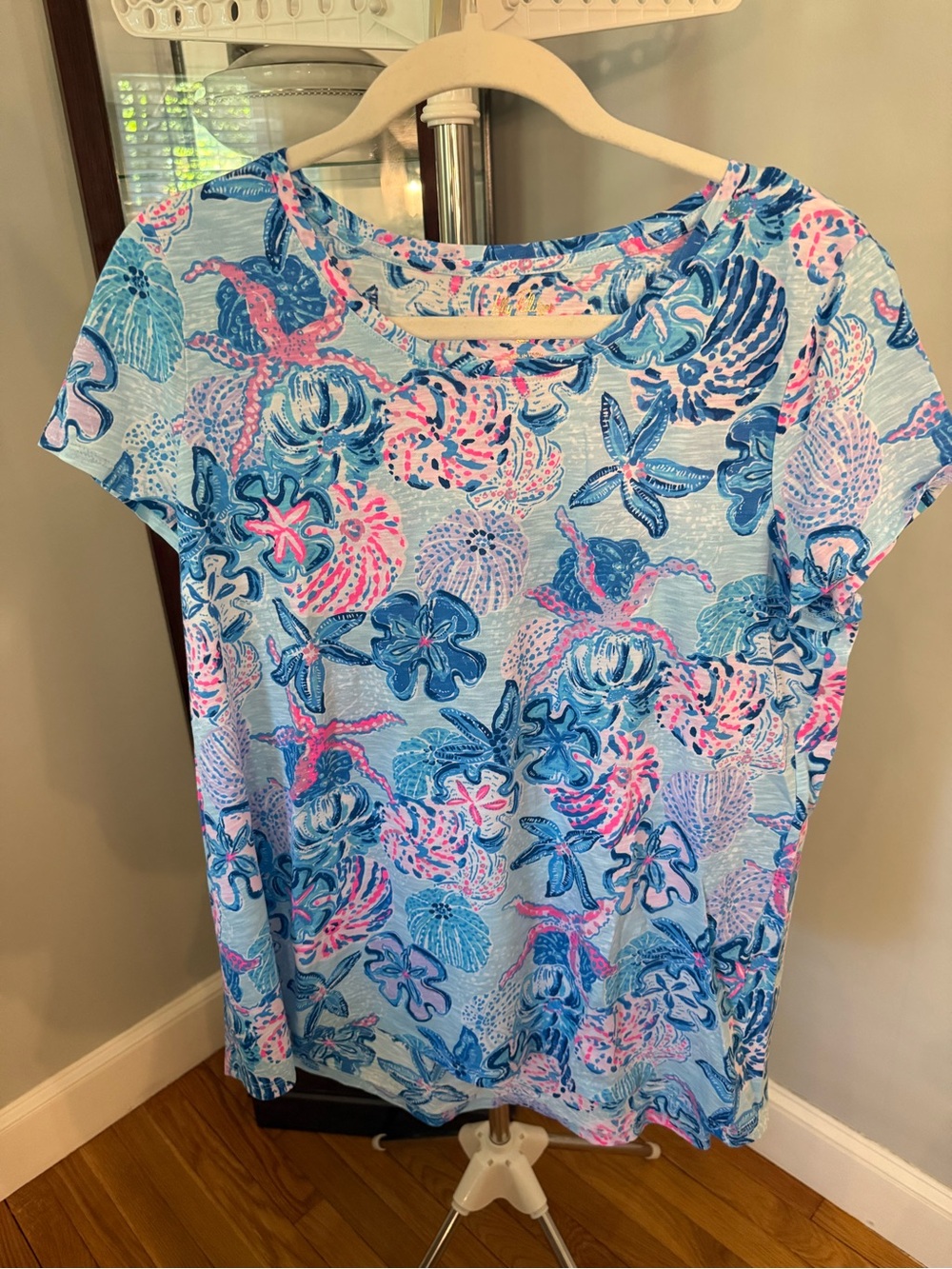 Lilly Pulitzer Light Blue Short-Sleeve Shell & Floral Print Top